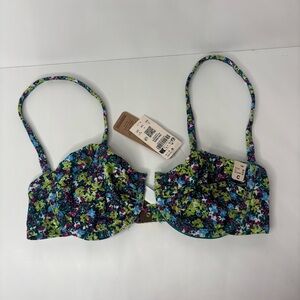 Etam 32C Floral Bikini Top - Blue and Green